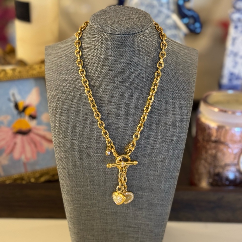 💛 LAUREN G ADAMS GOLD DOUBLE HEART NECKLACE!